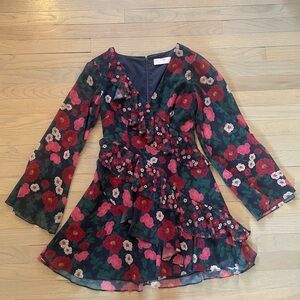 Keepsake Women's Floral Ruffle A-Line Dress